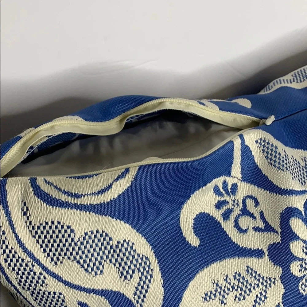 24x16 Blue‎ Cream Floral Pillow